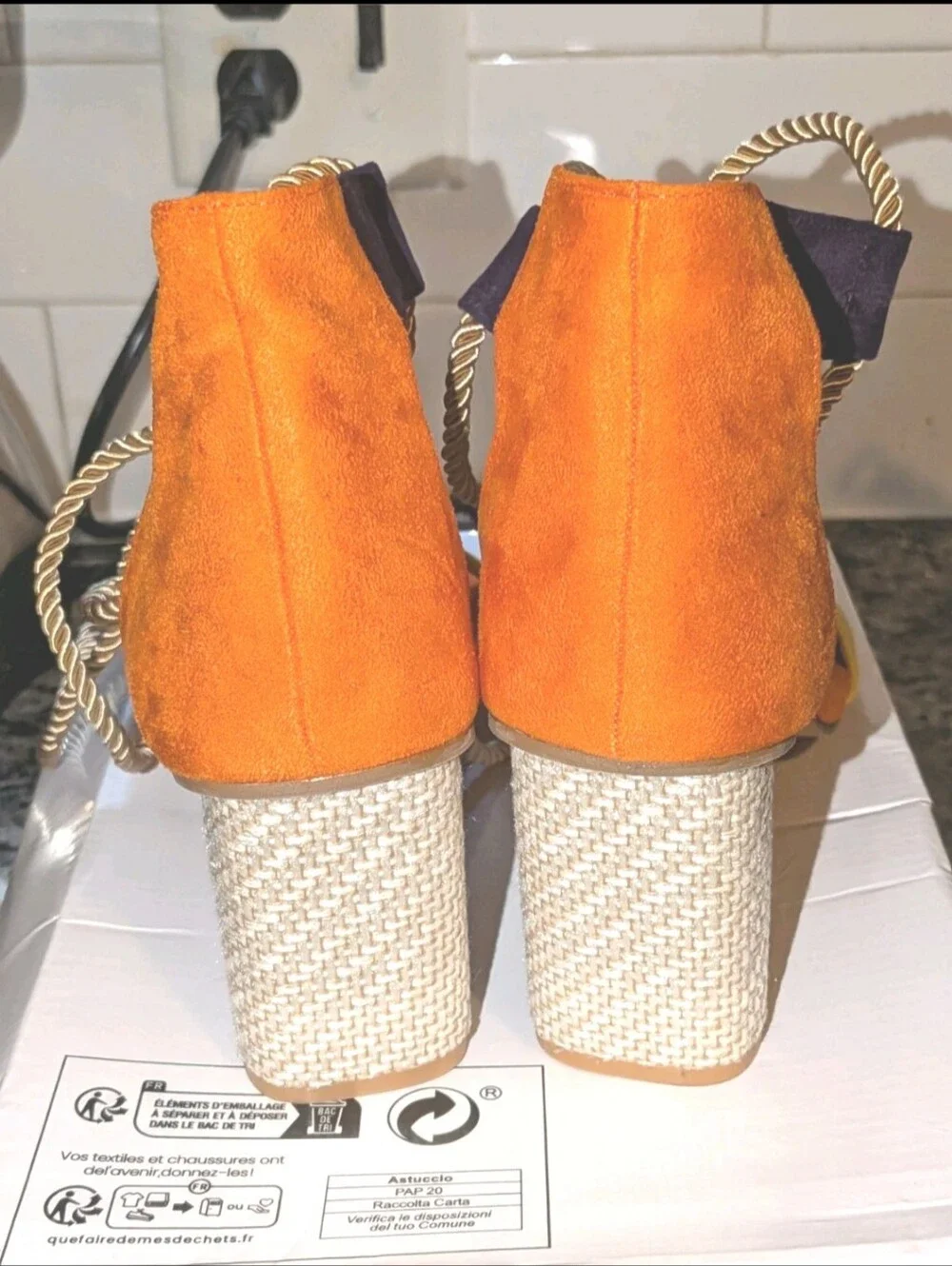 Women's Boho colorful open toe heels sz 8.5
